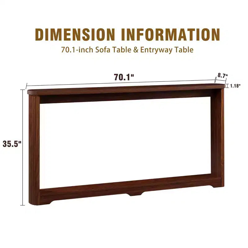 TUYOHW 70 Table Console, Table de Canapé Moderne à Ondes avec Étagère Ouverte, Table d'Appoint Étroite en Bois avec Plateau Épais pour Couloir, Entrée, Salon
