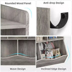 COZONY Meuble de Rangement pour Jouets Enfants, Étagère à Livres et Organisateur de Rangement avec Bacs, Bibliothèque pour Chambre d'Enfant et Salle de Jeux, Gris