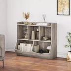 COZONY Meuble de Rangement pour Jouets Enfants, Étagère à Livres et Organisateur de Rangement avec Bacs, Bibliothèque pour Chambre d'Enfant et Salle de Jeux, Gris
