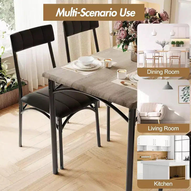 Ensemble de salle à manger 4 pièces avec table, 2 chaises et banc, table de cuisine style rétro peu encombrante pour petits espaces, cuisine, appartements