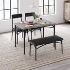 Ensemble de salle à manger 4 pièces avec table, 2 chaises et banc, table de cuisine style rétro peu encombrante pour petits espaces, cuisine, appartements