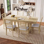 Ensemble de salle à manger MAYEERTY 7 pièces extensible, table rustique de 78" et 6 chaises