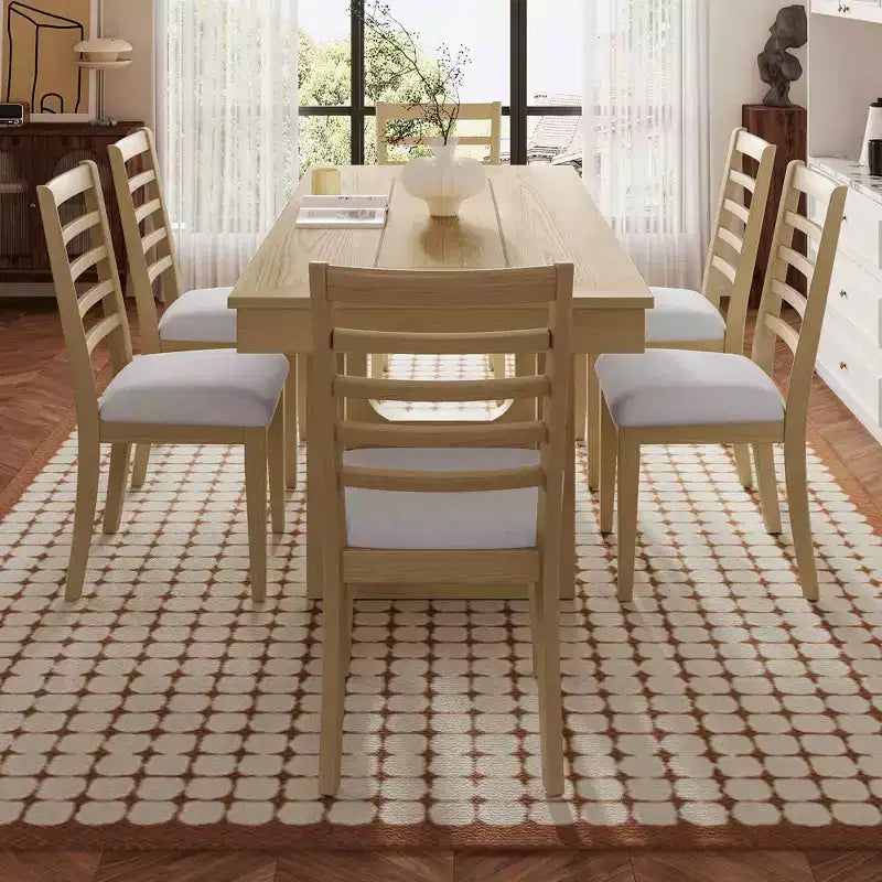 Ensemble de salle à manger MAYEERTY 7 pièces extensible, table rustique de 78" et 6 chaises