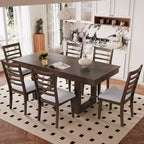 Ensemble de salle à manger MAYEERTY 7 pièces extensible, table rustique de 78" et 6 chaises