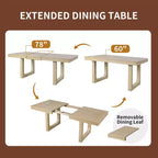 Ensemble de salle à manger MAYEERTY 7 pièces extensible, table rustique de 78" et 6 chaises