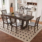 Ensemble de salle à manger MAYEERTY 7 pièces extensible, table rustique de 78" et 6 chaises