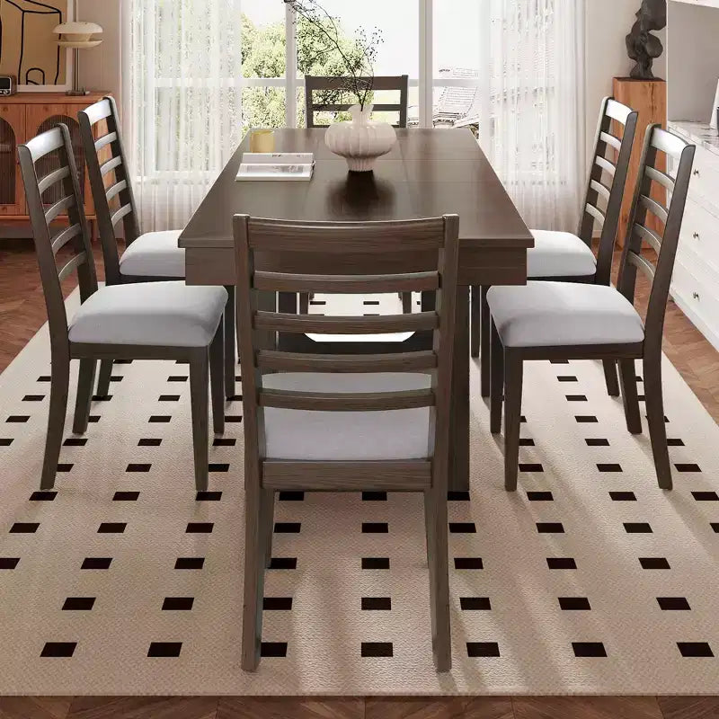 Ensemble de salle à manger MAYEERTY 7 pièces extensible, table rustique de 78" et 6 chaises