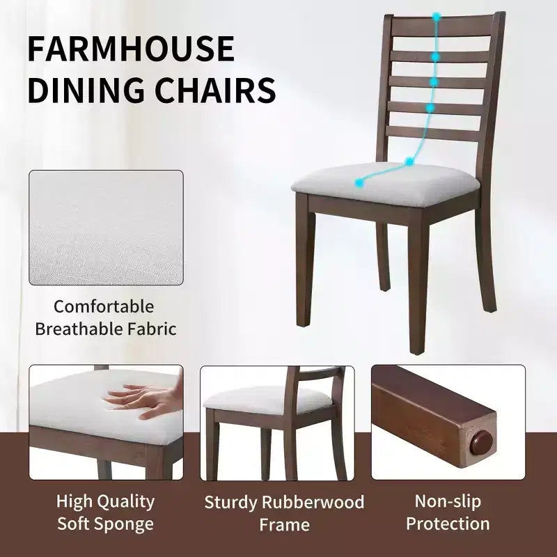 Ensemble de salle à manger MAYEERTY 7 pièces extensible, table rustique de 78" et 6 chaises