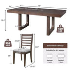 Ensemble de salle à manger MAYEERTY 7 pièces extensible, table rustique de 78" et 6 chaises