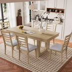 Ensemble de salle à manger MAYEERTY 7 pièces extensible, table rustique de 78" et 6 chaises