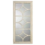 Miroir mural rectangulaire 28 x 59 pouces avec cadre blanc vieilli et motif de fenêtre