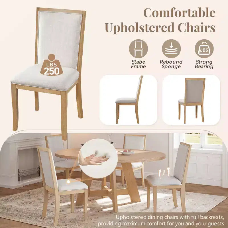 Ensemble de salle à manger extensible 5 pièces Elfa Farmhouse de GDFStudio avec rallonge amovible et chaises rembourrées