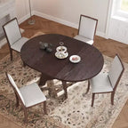 Ensemble de salle à manger extensible 5 pièces Elfa Farmhouse de GDFStudio avec rallonge amovible et chaises rembourrées