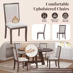 Ensemble de salle à manger extensible 5 pièces Elfa Farmhouse de GDFStudio avec rallonge amovible et chaises rembourrées
