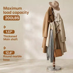 Bekrvio Porte-Manteau sur Pied avec Base en Marbre Lourd, Arbre à Manteaux en Métal Extra-Stable avec 8/9 Crochets en Bois Massif pour Vêtements, Chapeaux et Sacs