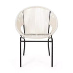 Lot de 2 chaises de patio, chaises d'extérieur en rotin avec pieds en métal, chaises de salle à manger de patio avec dossier tressé pour jardin, cour ou balcon
