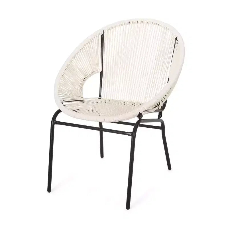 Lot de 2 chaises de patio, chaises d'extérieur en rotin avec pieds en métal, chaises de salle à manger de patio avec dossier tressé pour jardin, cour ou balcon