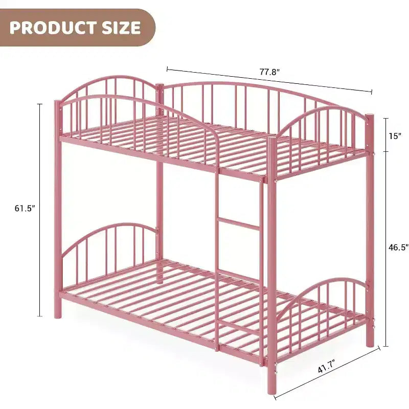 Lit superposé jumeau avec escalier, cadre de lit superposé en métal avec rambarde pour enfants et adolescents, peu encombrant pour chambres et dortoirs