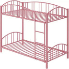 Lit superposé jumeau avec escalier, cadre de lit superposé en métal avec rambarde pour enfants et adolescents, peu encombrant pour chambres et dortoirs