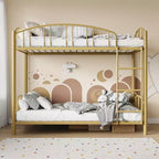 Lit superposé jumeau avec escalier, cadre de lit superposé en métal avec rambarde pour enfants et adolescents, peu encombrant pour chambres et dortoirs