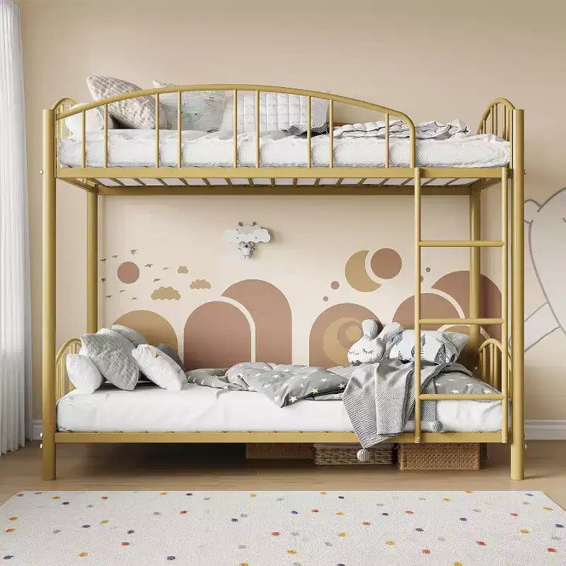 Lit superposé jumeau avec escalier, cadre de lit superposé en métal avec rambarde pour enfants et adolescents, peu encombrant pour chambres et dortoirs