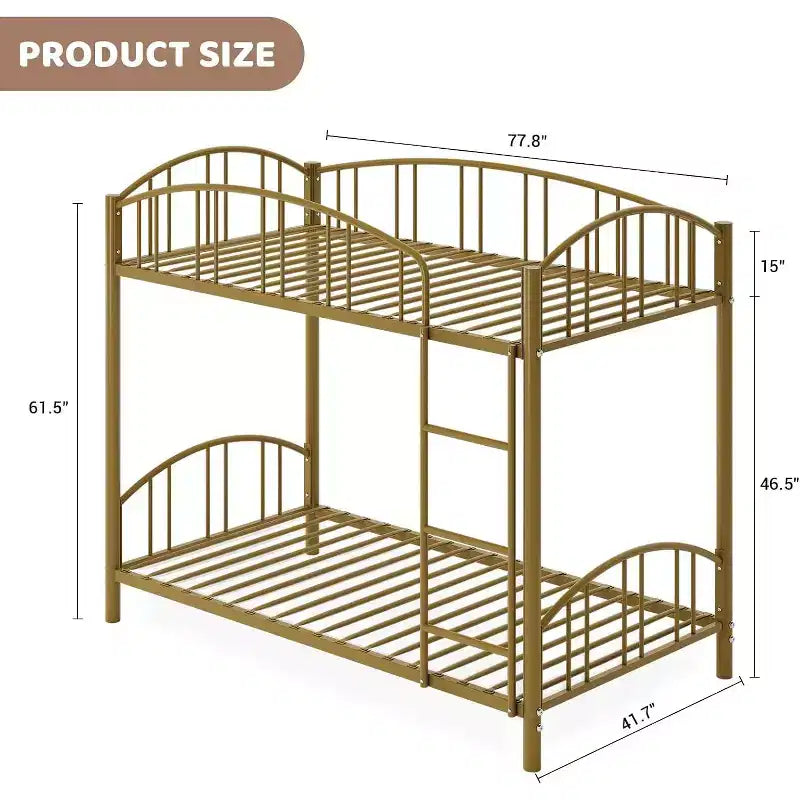 Lit superposé jumeau avec escalier, cadre de lit superposé en métal avec rambarde pour enfants et adolescents, peu encombrant pour chambres et dortoirs