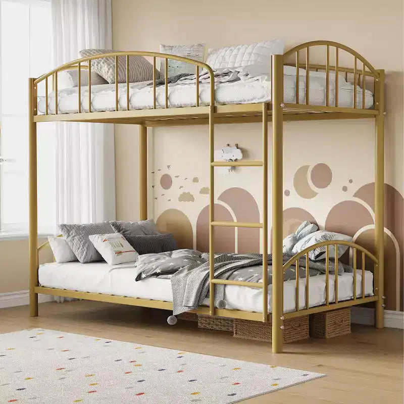 Lit superposé jumeau avec escalier, cadre de lit superposé en métal avec rambarde pour enfants et adolescents, peu encombrant pour chambres et dortoirs