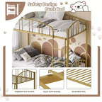 Lit superposé jumeau avec escalier, cadre de lit superposé en métal avec rambarde pour enfants et adolescents, peu encombrant pour chambres et dortoirs
