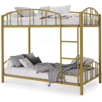 Twin Bunk Bed with Stairs, Metal Bunk Bed Frame with Guardrail for Kids and Teens, Space-Saving for Bedrooms and Dorms