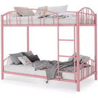 Lit superposé jumeau avec escalier, cadre de lit superposé en métal avec rambarde pour enfants et adolescents, peu encombrant pour chambres et dortoirs
