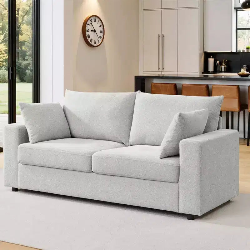 Zeus & Ruta 78 Modern Upholstered Sofa with Deep Cushions & Removable Pillows for Living Rooms