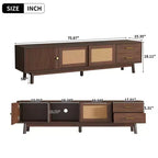Meuble TV PexFix de style Mid-Century Moderne pour TV 80 pouces Meuble de rangement avec portes coulissantes et tiroirs Table TV avec espace de rangement pour salon/chambre Marron