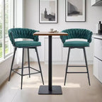Okak Lot de 2 tabourets de bar modernes en lin respirant, rembourrés, avec repose-pieds et cadre en métal robuste, chaises pivotantes hauteur comptoir