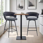 Okak Lot de 2 tabourets de bar modernes en lin respirant, rembourrés, avec repose-pieds et cadre en métal robuste, chaises pivotantes hauteur comptoir