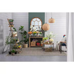 Table basse ronde en bois de style ferme avec pieds en métal D32x18
