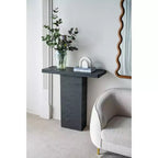 Table basse rectangulaire noire avec piètement colonne 35,5x14x35,5