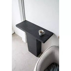Table basse rectangulaire noire avec piètement colonne 35,5x14x35,5