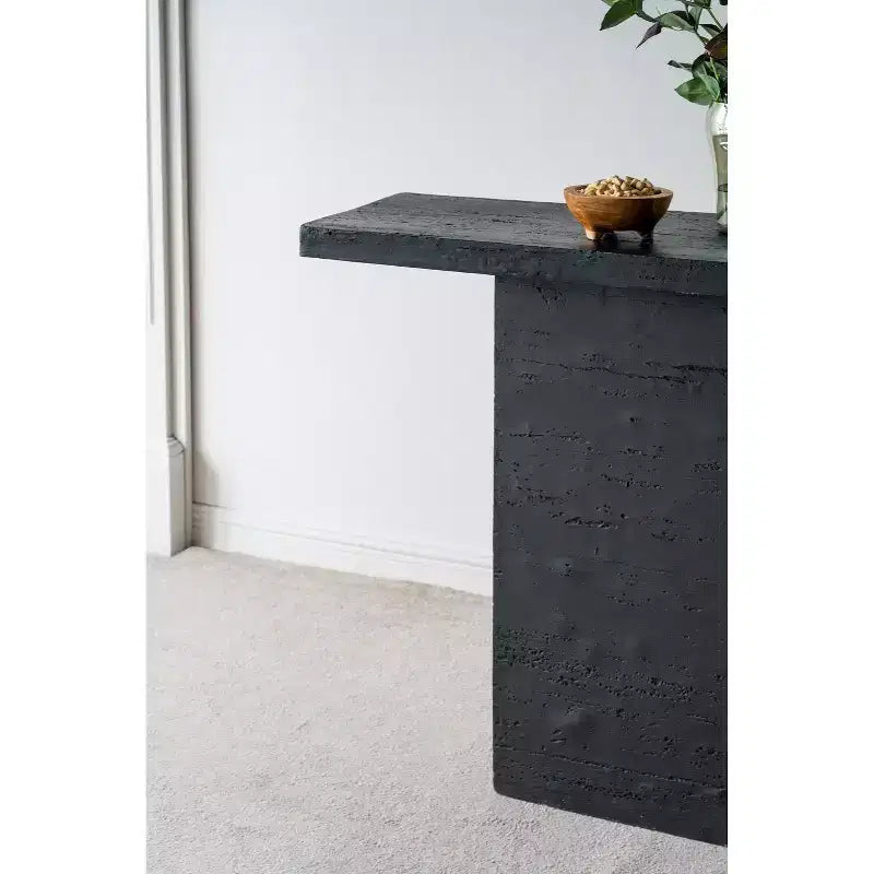 Table basse rectangulaire noire avec piètement colonne 35,5x14x35,5