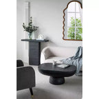 Table basse rectangulaire noire avec piètement colonne 35,5x14x35,5