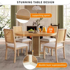 Table à manger extensible Clihome avec rallonge centrale de 40,6 cm, table à manger ovale de 106,7 cm à 147,3 cm pour 6 personnes, table à manger ronde rétro en bois massif à double couche