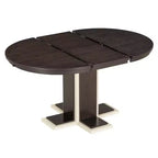 Table à manger extensible Clihome avec rallonge centrale de 40,6 cm, table à manger ovale de 106,7 cm à 147,3 cm pour 6 personnes, table à manger ronde rétro en bois massif à double couche