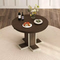 Clihome Extendable Dining Table with a 16-inch Middle Leaf, 42''-58'' Oval Dining Table for 6, Retro Solid Wood Round Dining Table with Double Layer
