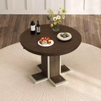 Clihome Extendable Dining Table with a 16-inch Middle Leaf, 42''-58'' Oval Dining Table for 6, Retro Solid Wood Round Dining Table with Double Layer