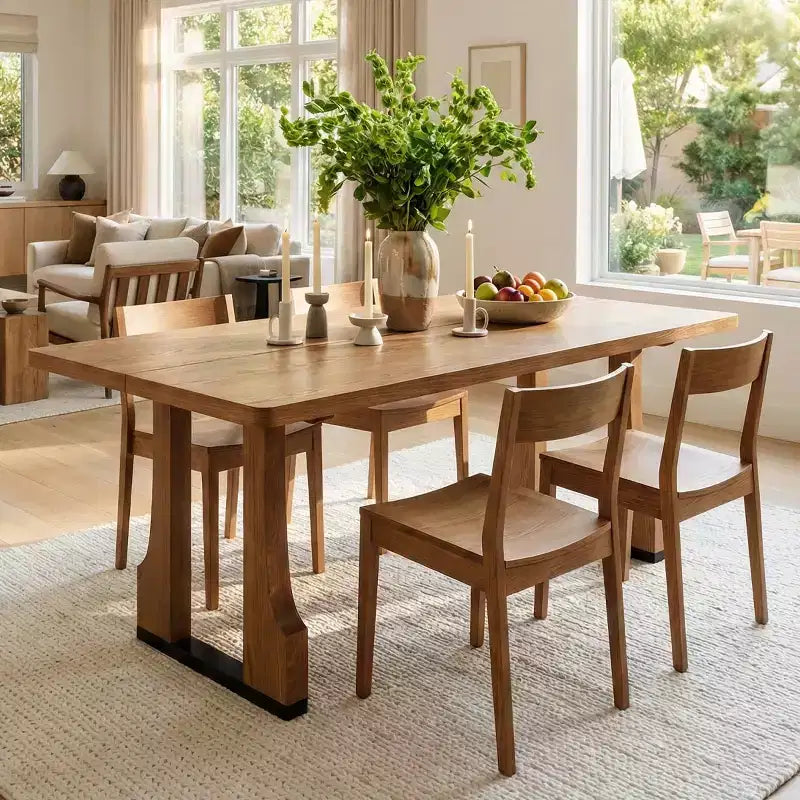 Table à manger rectangulaire de 160 cm, style moderne du milieu du siècle, table de cuisine de ferme pour 6 personnes, table de salle à manger de ferme - Panipeachy