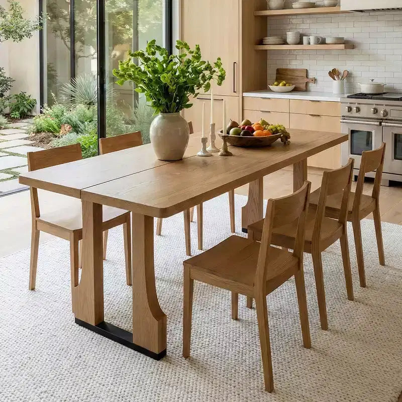 Table à manger rectangulaire de 160 cm, style moderne du milieu du siècle, table de cuisine de ferme pour 6 personnes, table de salle à manger de ferme - Panipeachy
