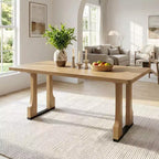 Table à manger rectangulaire de 160 cm, style moderne du milieu du siècle, table de cuisine de ferme pour 6 personnes, table de salle à manger de ferme - Panipeachy