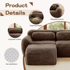 Canapé moelleux 3 places avec ottoman, mousse HD 32D, aucun assemblage requis, base antidérapante, modulable pour salon/salle de cinéma maison