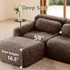 Canapé moelleux 3 places avec ottoman, mousse HD 32D, aucun assemblage requis, base antidérapante, modulable pour salon/salle de cinéma maison