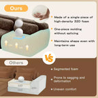 Canapé moelleux 3 places avec ottoman, mousse HD 32D, aucun assemblage requis, base antidérapante, modulable pour salon/salle de cinéma maison
