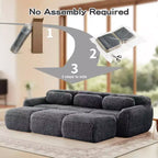 Canapé moelleux 3 places avec ottoman, mousse HD 32D, aucun assemblage requis, base antidérapante, modulable pour salon/salle de cinéma maison